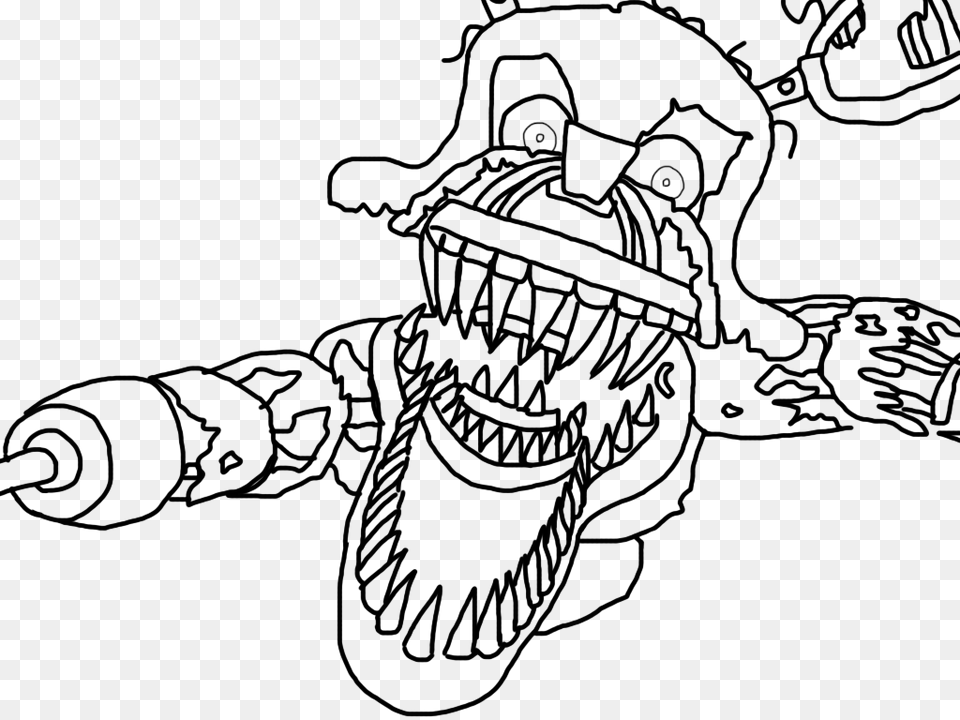 Nightmare Foxy Coloring Pages 3 By Susan, Art, Drawing Free Png