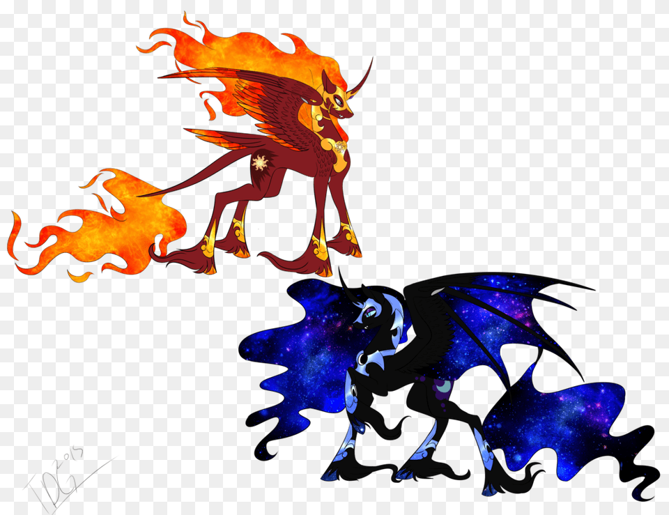Nightmare Moon And Solar Flare, Leaf, Plant, Dragon Png