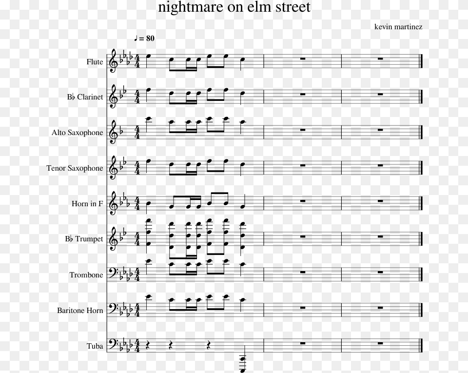 Nightmare On Elm Street Sheet Music For Flute Clarinet Flashing Lights Flute Sheet Music, Gray Png Image
