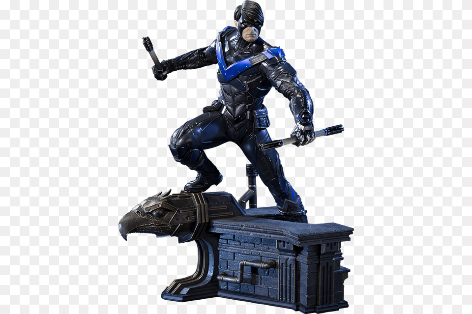 Nightwing Arkham City Download Nightwing Dc Comics Statue, Adult, Male, Man, Person Free Transparent Png