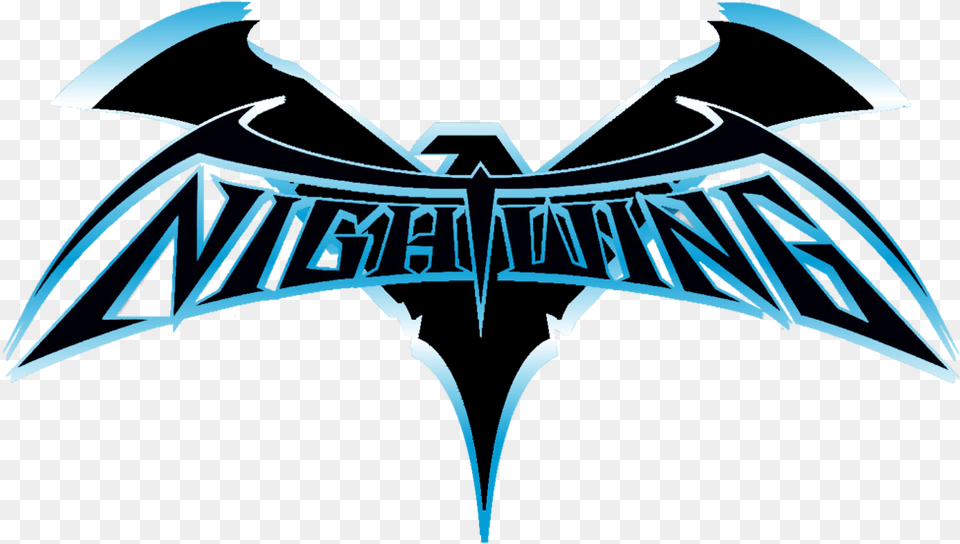 Nightwing Name Logo Nightwing Logo, Emblem, Symbol, Animal, Dinosaur Png Image