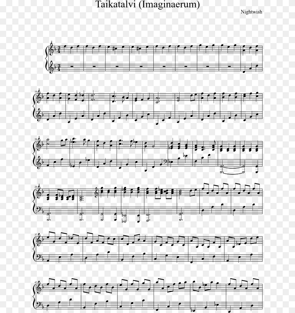 Nightwish Taikatalvi Guitar Sheet, Gray Png Image