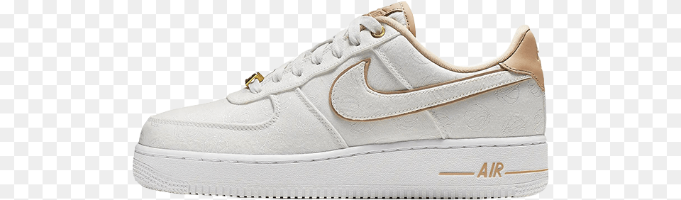 Nike Air Force 1 07 Lux White Gold 102 Gold Air Force Clothing, Footwear, Shoe, Sneaker Png