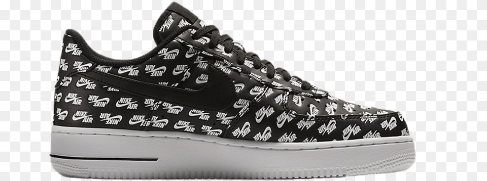 Nike Air Force 1 07 Qs Blackblack White Air Force One All Over, Clothing, Footwear, Shoe, Sneaker Png Image