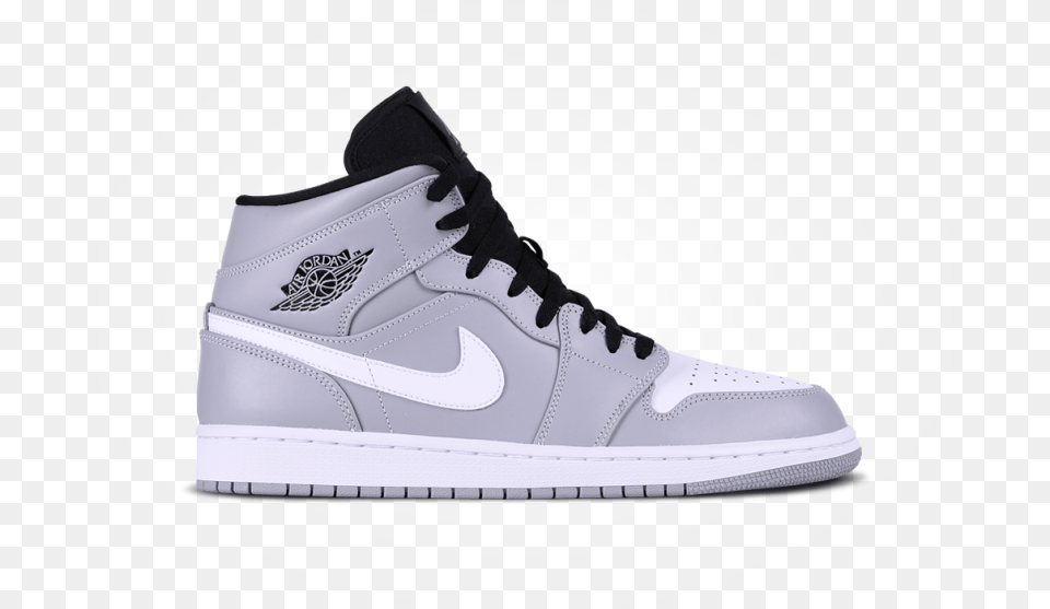 Nike Air Jordan 1 Mid Grey, Clothing, Footwear, Shoe, Sneaker Png Image