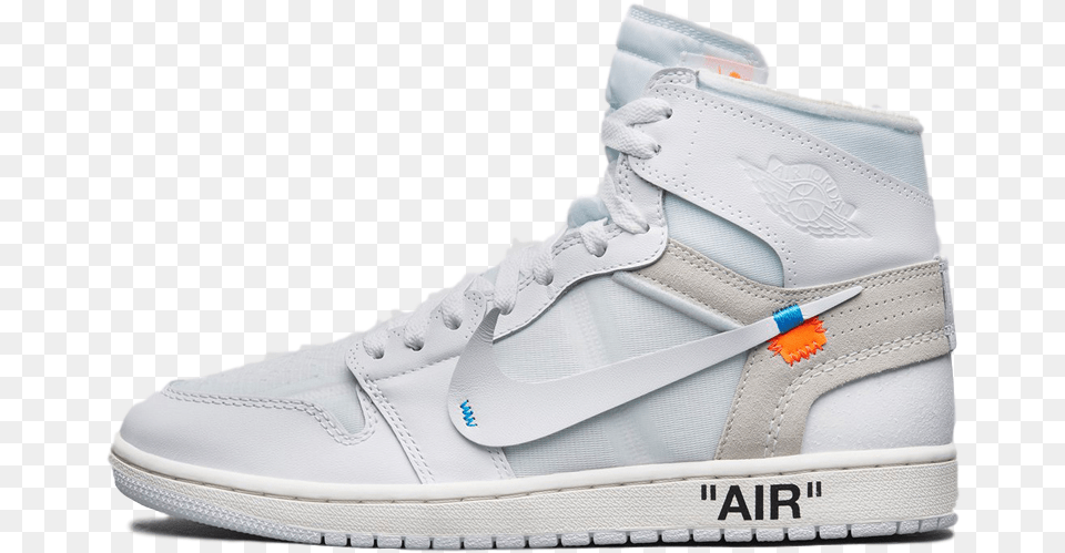 Nike Air Jordan 1 Off White All White, Clothing, Footwear, Shoe, Sneaker Free Png