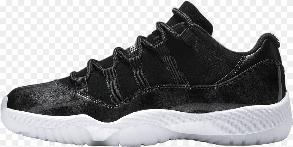 Nike Air Jordan 11 Retro Low Black White Silver Black Barons Jordans, Clothing, Footwear, Shoe, Sneaker Free Transparent Png