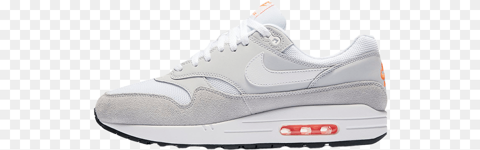 Nike Air Max 1 Pure Platinum Orange Nike Air Max 1 White And Orange, Clothing, Footwear, Shoe, Sneaker Free Png Download