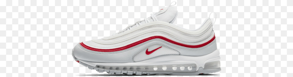 Nike Air Max 97 White Pure Platinum University Red, Clothing, Footwear, Shoe, Sneaker Free Png Download