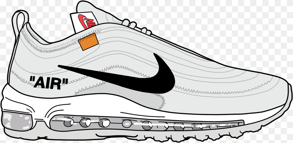 Nike Air Max 97 X Off White Running Shoe, Clothing, Footwear, Sneaker, Running Shoe Png Image