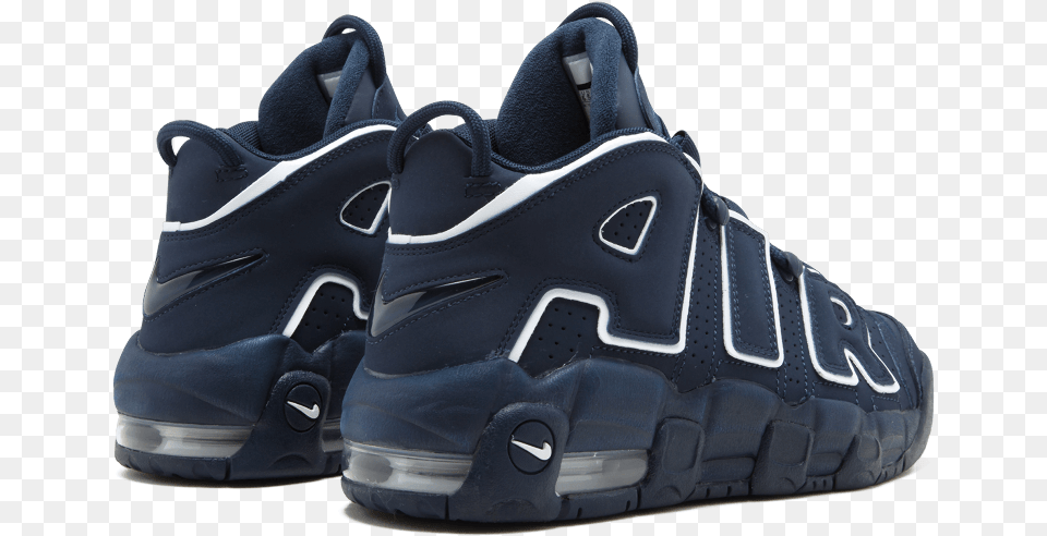 Nike Air More Uptempo Gs White Obsidian 401 Shoe, Clothing, Footwear, Sneaker, Running Shoe Png