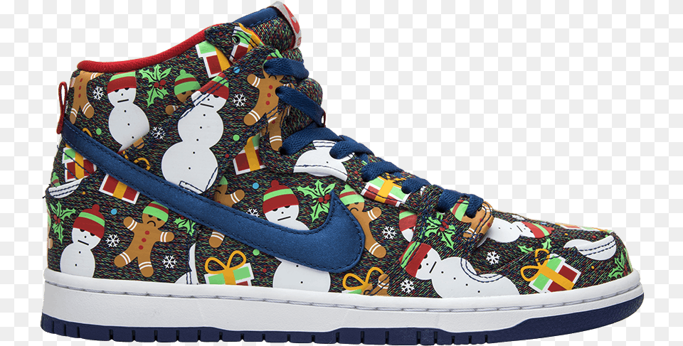 Nike Concepts X Sb Dunk Pro High U0027ugly Christmas Sweater Nike Ugly Sweater Shoes, Clothing, Footwear, Shoe, Sneaker Free Png