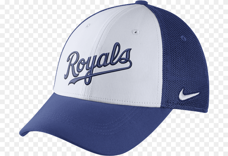 Nike Mesh Back Swoosh Flex Fitted Hat Size Flx White Kansas City Royals, Baseball Cap, Cap, Clothing Png Image