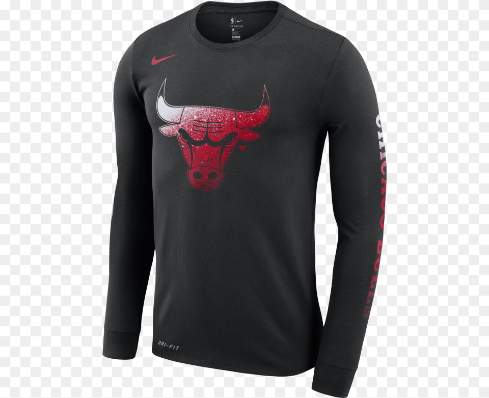 Nike Nba Chicago Bulls Logo Dry Tee Kicksmaniaccom Atlanta Hawks T Shirt, Clothing, Long Sleeve, Sleeve, T-shirt Png Image