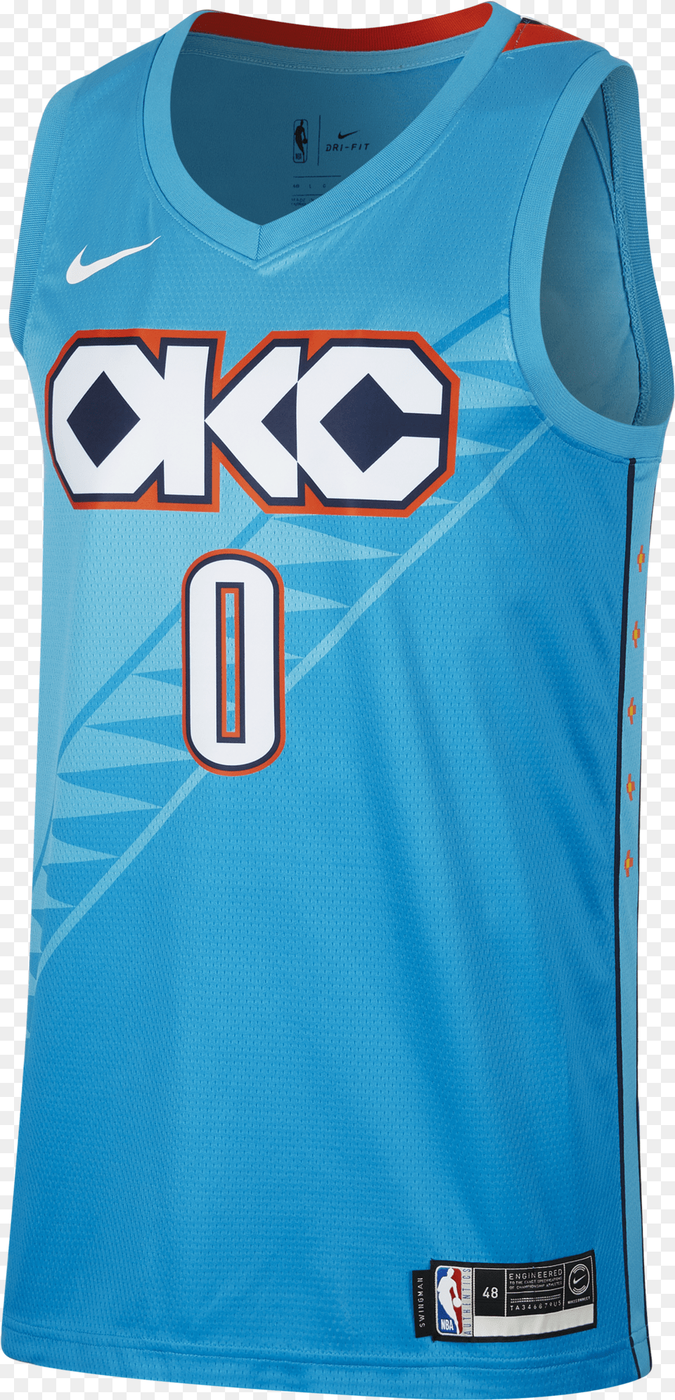 Nike Nba Oklahoma City Thunder Russell Westbrook Swingman Okc City Edition Jersey, Clothing, Shirt, Bib, Person Png