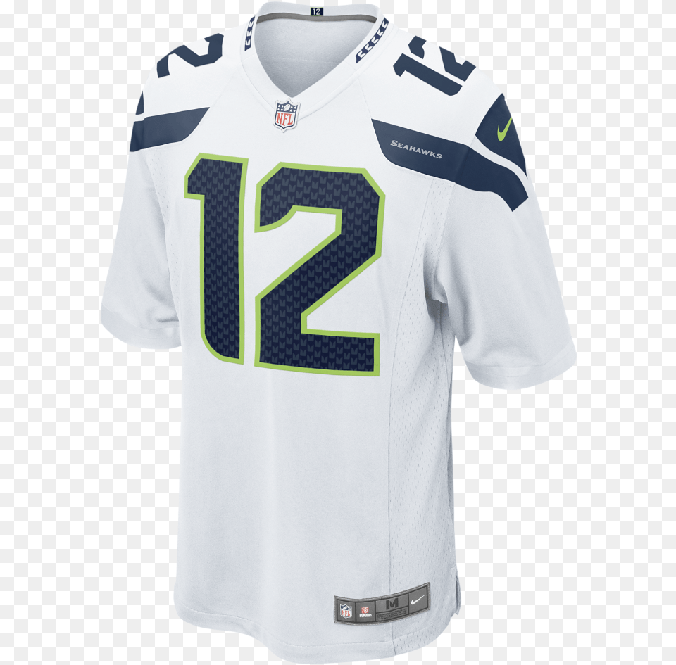 Nike Nfl Seattle Seahawks Menquots Football Away Game White Seahawks Jersey, Clothing, Shirt, T-shirt Free Png