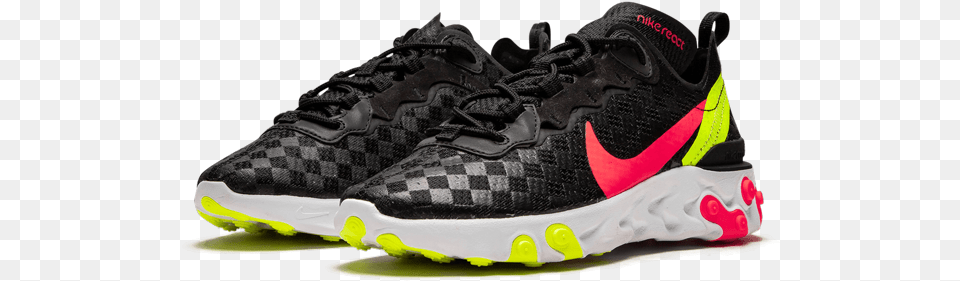 Nike React Element 55 Black Crimson Volt, Clothing, Footwear, Shoe, Sneaker Free Png Download