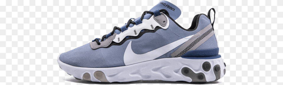 Nike React Element 55 Indigo Fog, Clothing, Footwear, Shoe, Sneaker Png