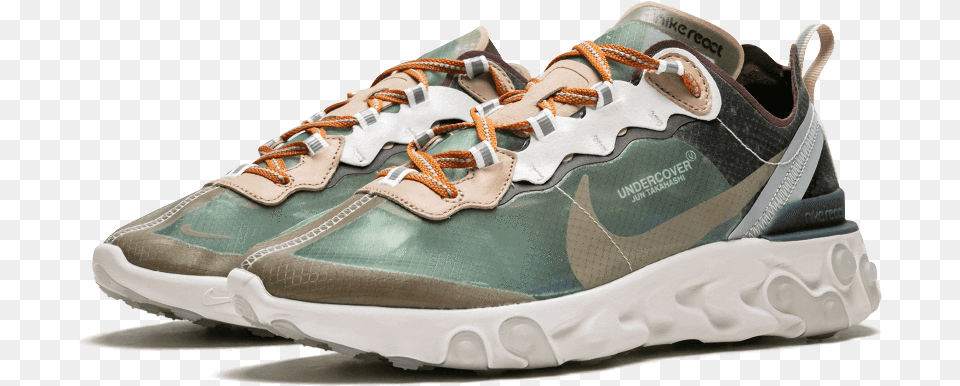 Nike React Element 87undercover Quotgreen Nike React Element 87 X Undercover Green Mist, Clothing, Footwear, Shoe, Sneaker Png