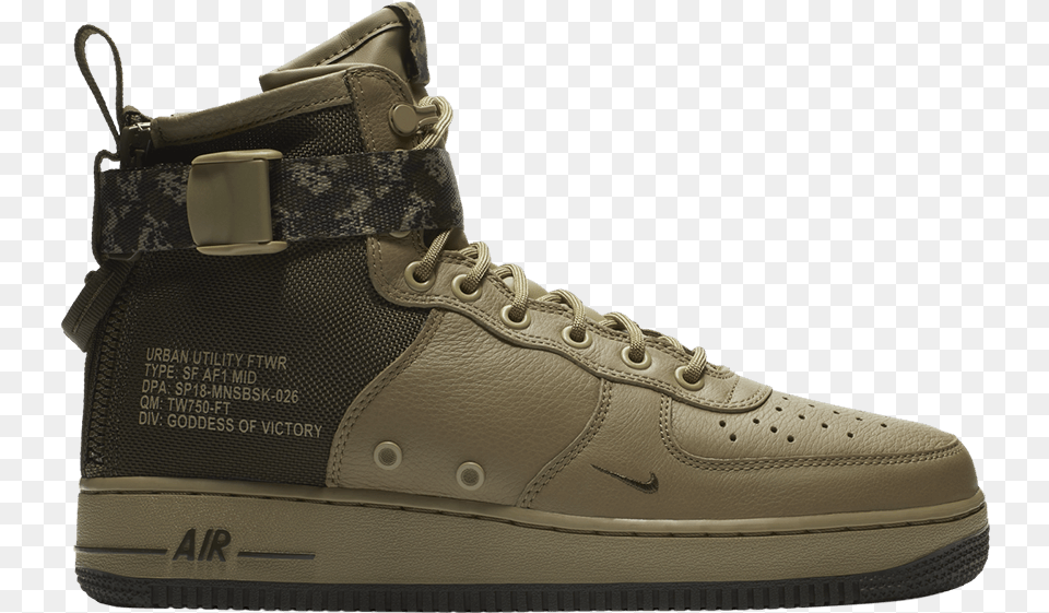 Nike Sf Air Force 1 Mid Mushroom, Clothing, Footwear, Shoe, Sneaker Png