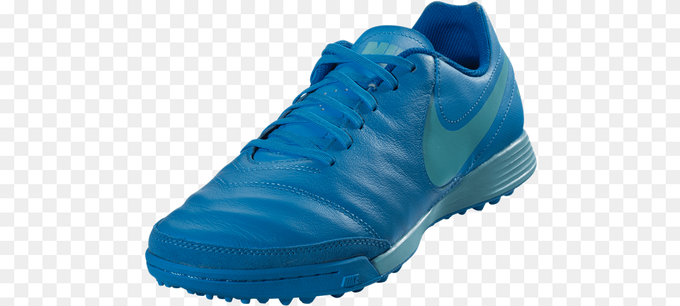 Nike Tiempo Genio Ii Leather Tf Blue Glowpolarized Sneakers, Clothing, Footwear, Shoe, Sneaker Free Png Download