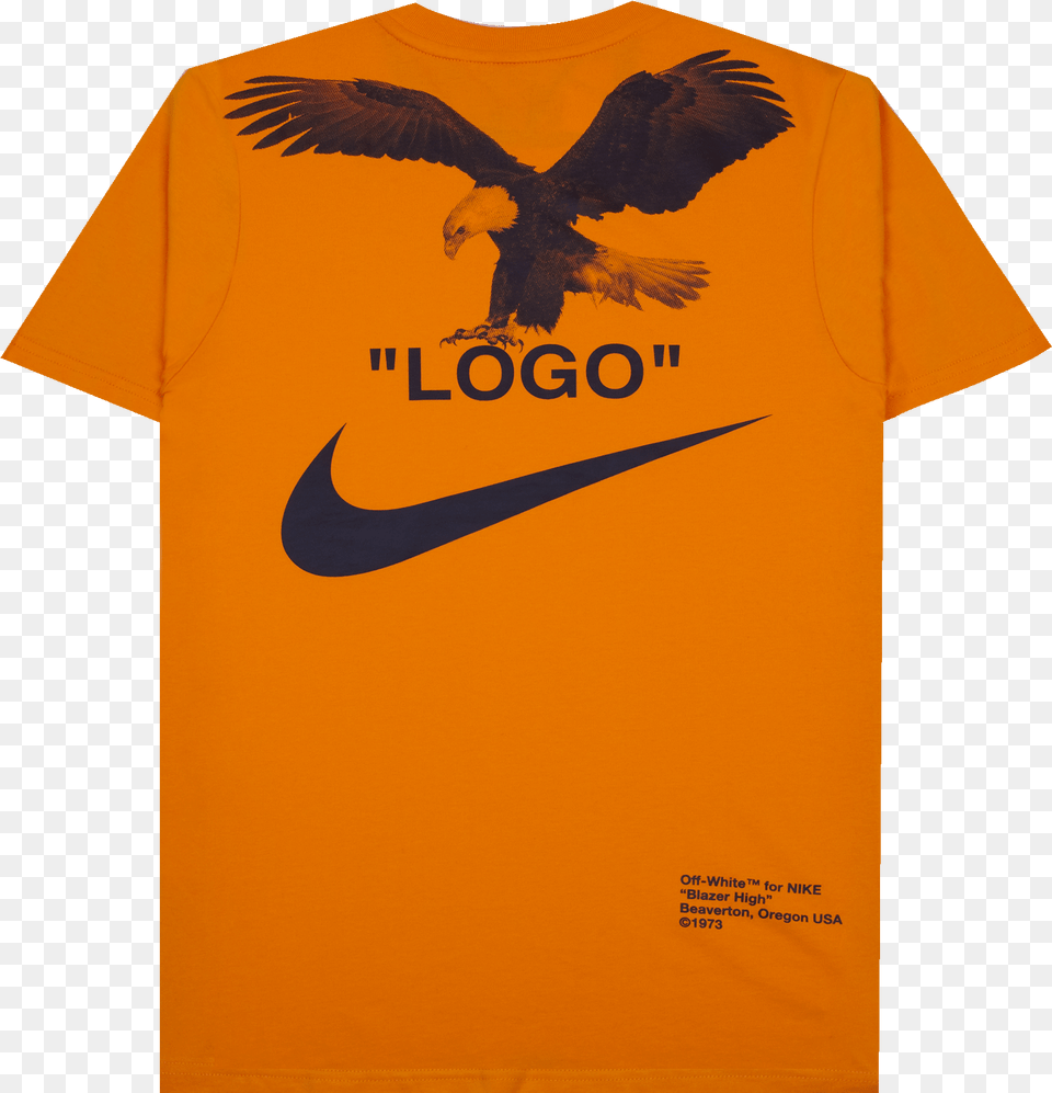 Nike White And Orange Shirt F9d625 X Off T Tee Futura Icon, Clothing, T-shirt, Animal, Bird Png Image