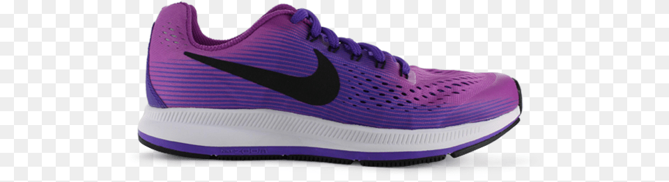 Nike Zoom Pegasus 34 Gs Kids Hyper Violet Black Shoe, Clothing, Footwear, Running Shoe, Sneaker Png Image