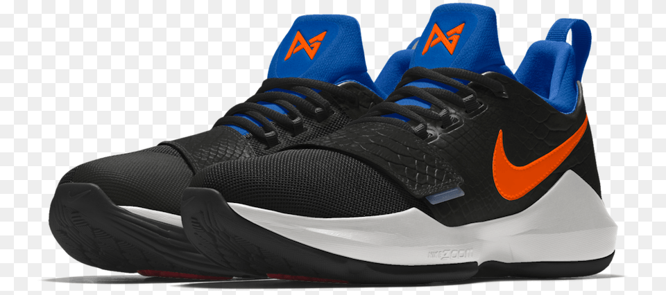 Nikeid Pg 1 Okc Thunder Colors Paul George Shoes Okc, Clothing, Footwear, Shoe, Sneaker Png Image