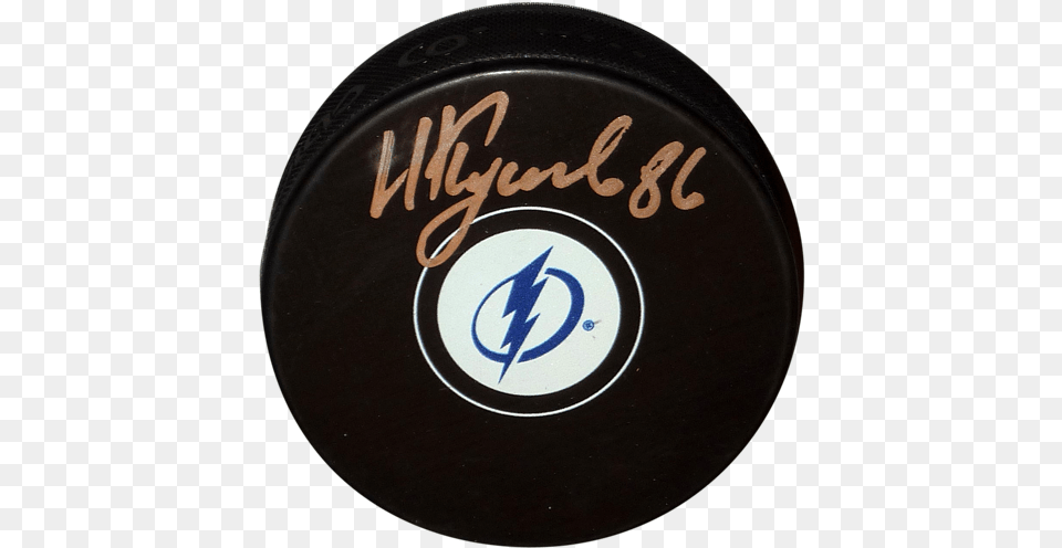 Nikita Kucherov Autographed Tampa Bay Lightning Logo Hockey Puck Tampa Bay Lightning New, Disk, Emblem, Symbol Png Image