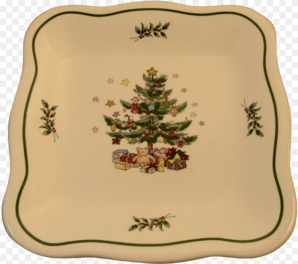 Nikko Christmastime Square Tray Scalloped Edge Christmas Nikko Christmas Plates, Plate, Christmas Decorations, Festival, Plant Png Image