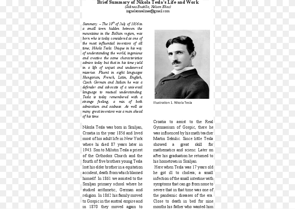 Nikola Tesla, Text, Page, Person, Adult Png Image