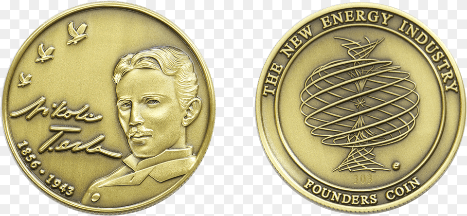Nikola Tesla Coin Energy New Energy Sir Henry Parkes Coin, Gold, Face, Head, Person Free Png