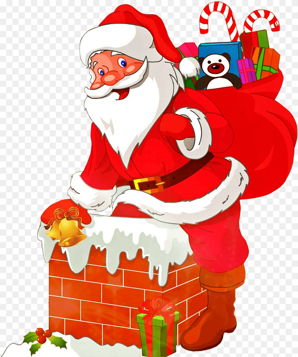 Nikolaus Bilder Kostenlos Downloaden Merry Christmas Cartoon Santa Going Down Chimney, Baby, Person, Elf, Face Free Png