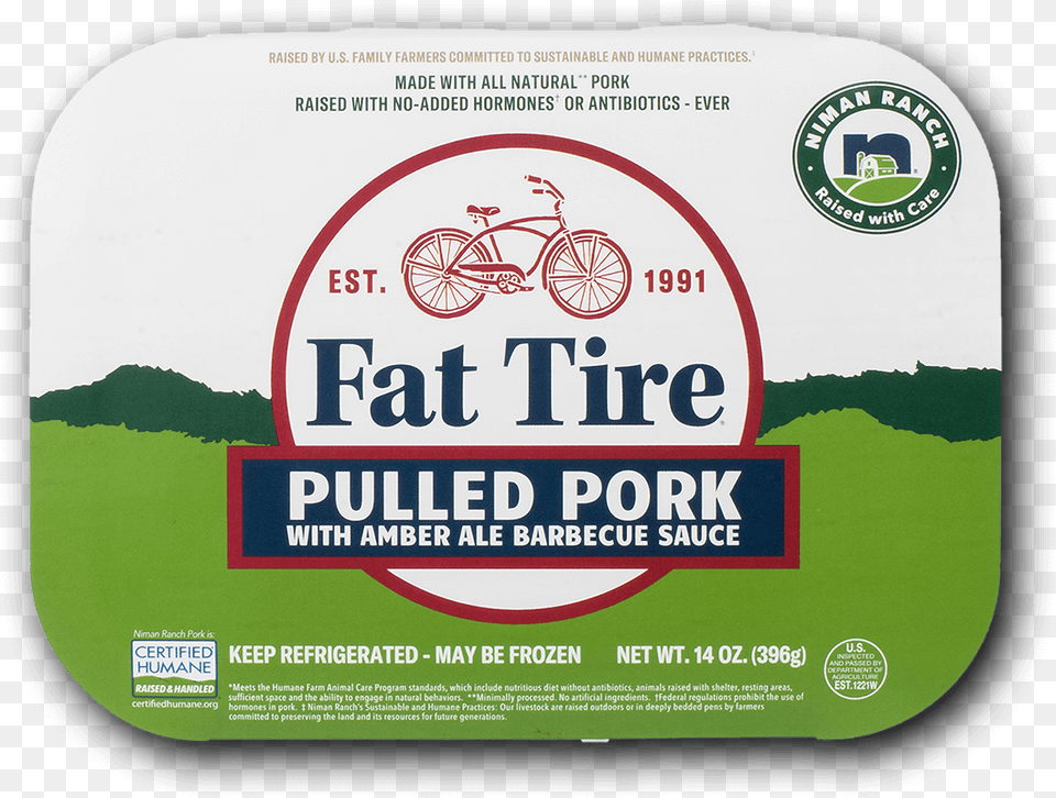 Niman Ranch Fat Tire Pulled Pork Image Number Grass, Advertisement, Poster, Bicycle, Transportation Free Transparent Png