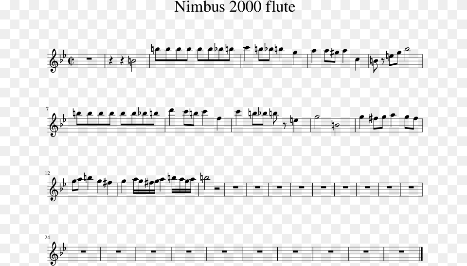 Nimbus 2000 Flute Sheet Music 1 Of 1 Pages We Are Number One Sheet Music Easy, Gray Free Png