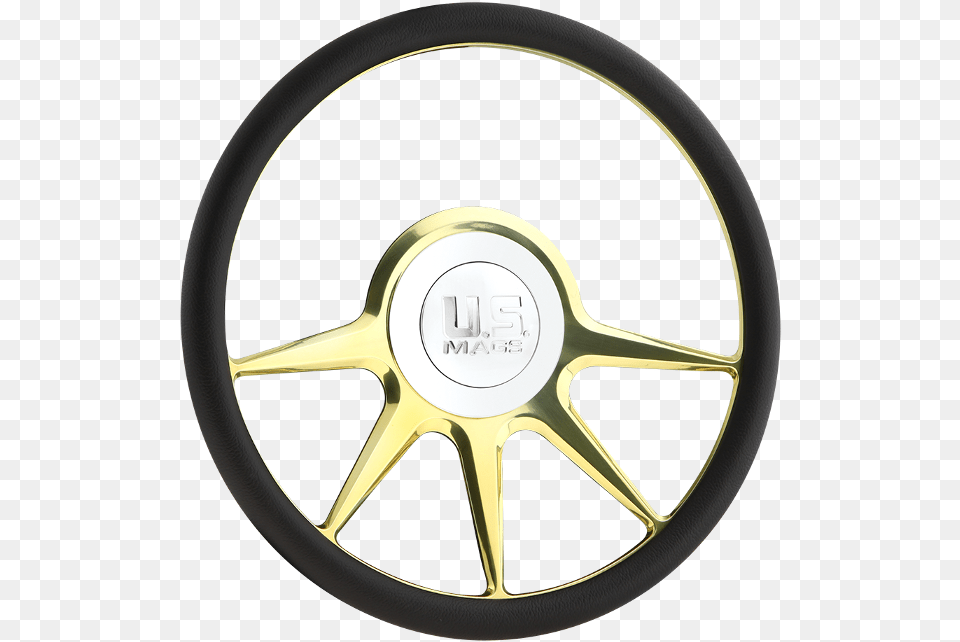 Nimitz Polished Gold Circle, Vehicle, Transportation, Steering Wheel, Tire Png