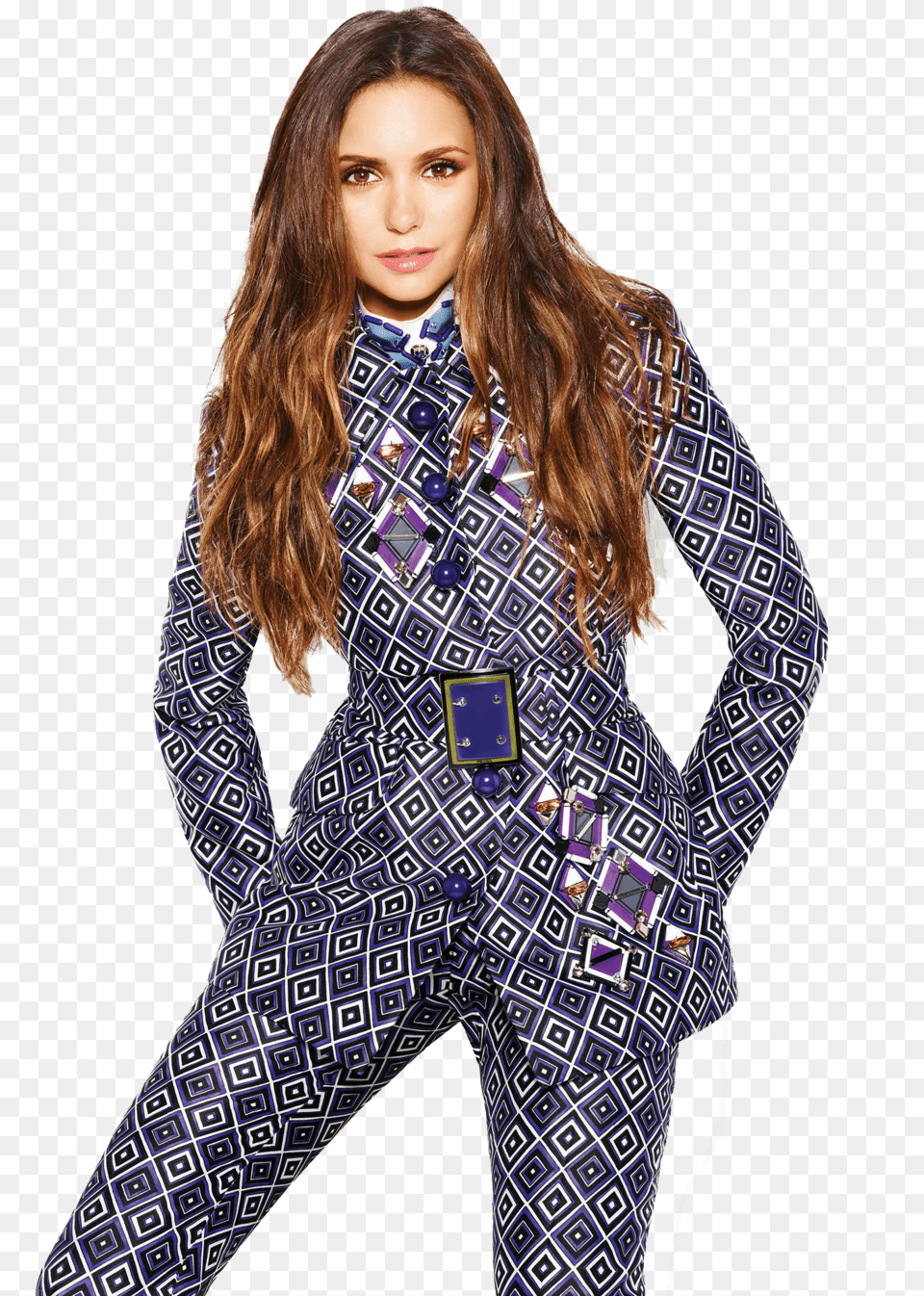 Nina Dobrev By Demirra Nina Dobrev By Demirra Fashion Girl Magazine, Suit, Blouse, Clothing, Long Sleeve Free Png