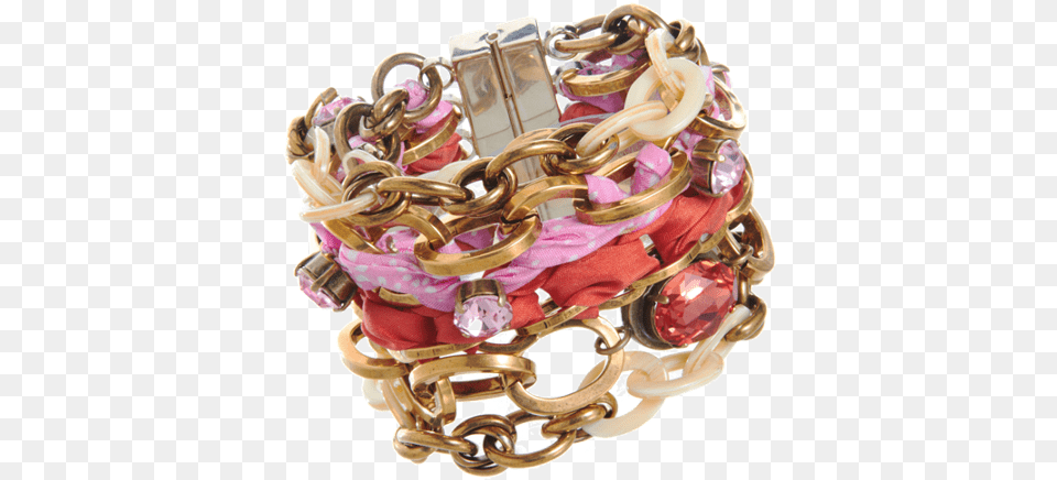 Nina Ricci Multi Strand Chain U0026 Ribbon Bracelet Pink Bracelet, Accessories, Jewelry, Necklace, Ornament Png Image