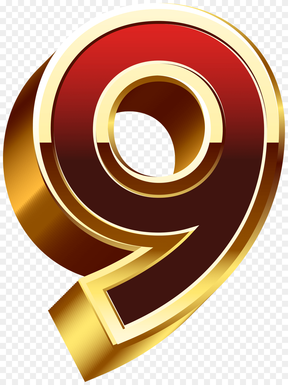 Nine Gold Red Number Clip, Text, Mailbox, Symbol Png Image