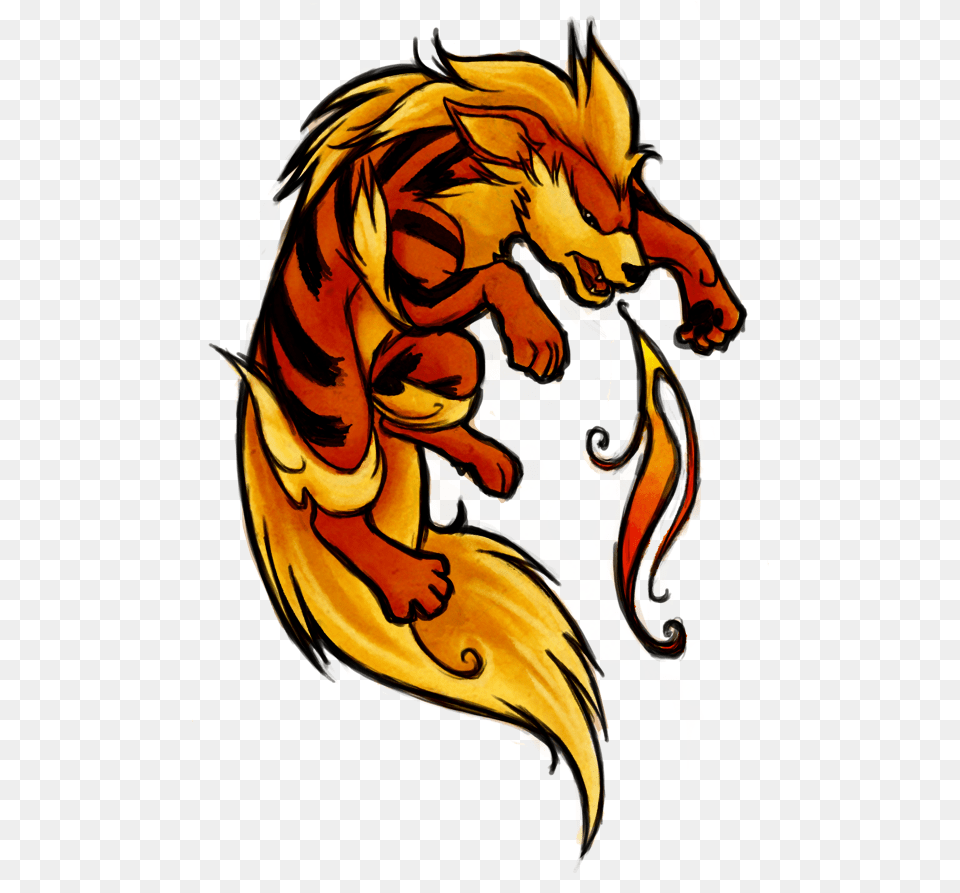 Ninetales And Arcanine Tattoo Pokemon Arcanine Tattoo, Person, Dragon Png