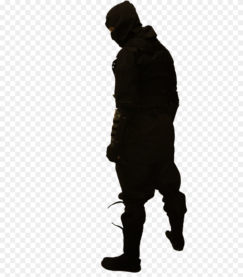 Ninja, Person, Silhouette, Clothing, Coat Free Png Download