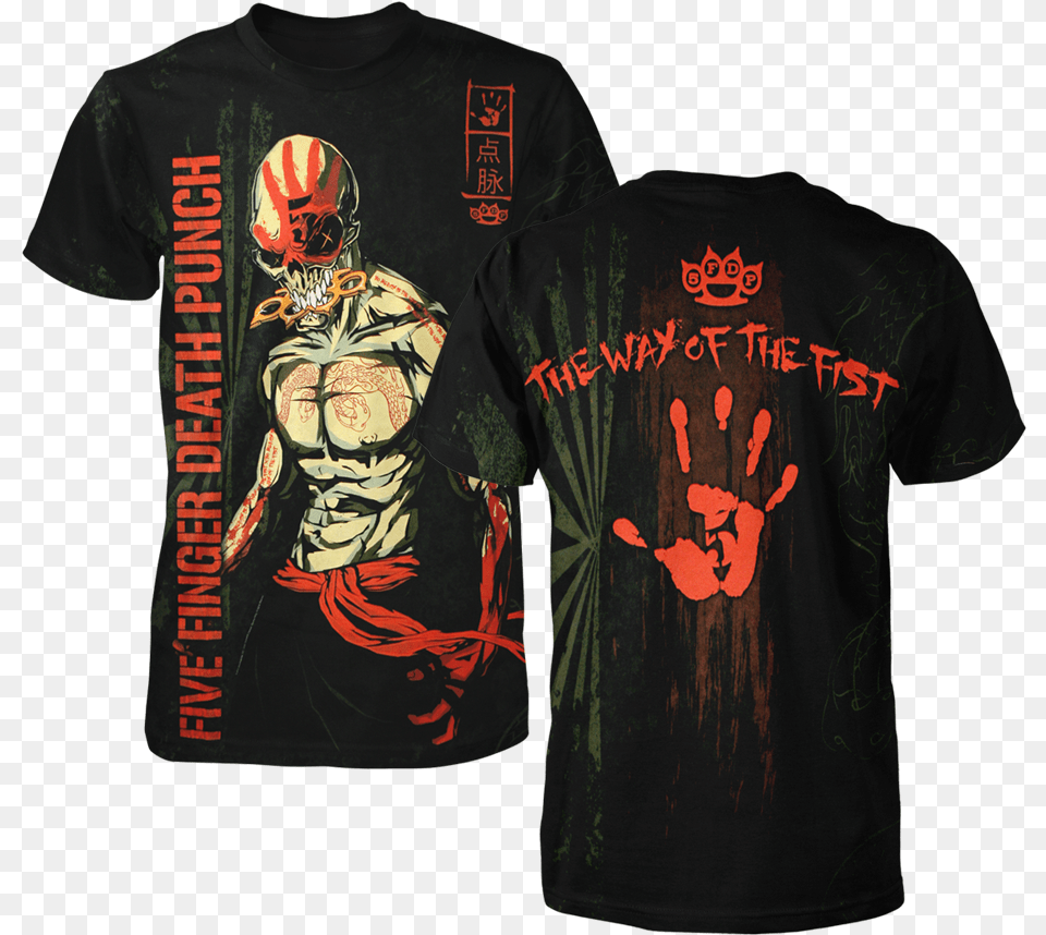 Ninja All Over Tee Five Finger Death Punch Hand Print, Clothing, T-shirt, Person, Shirt Free Transparent Png