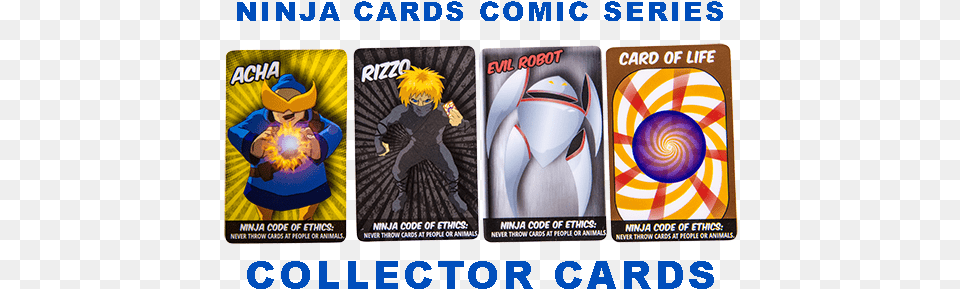 Ninja Cards Comic Series Collector Cards Graphic Design, Person, Advertisement, Boy, Child Free Transparent Png