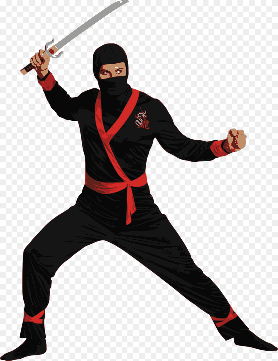 Ninja Clipart, Person, Sword, Weapon, Adult Free Png