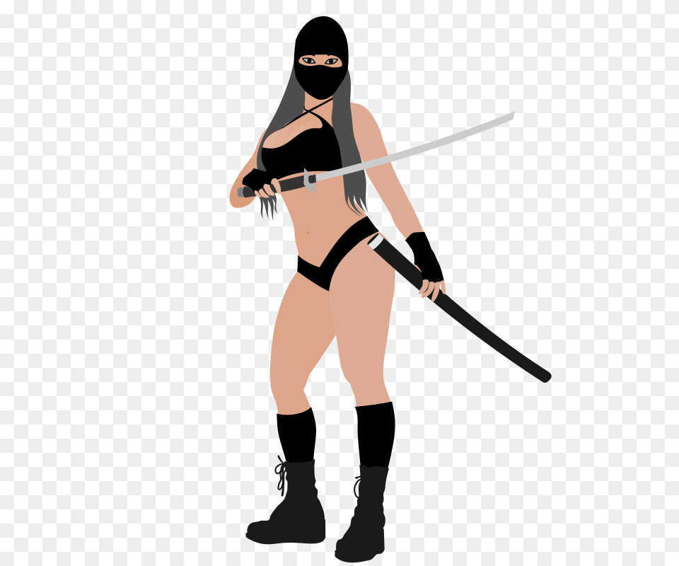 Ninja Girl, Weapon, Sword, Adult, Person Free Png