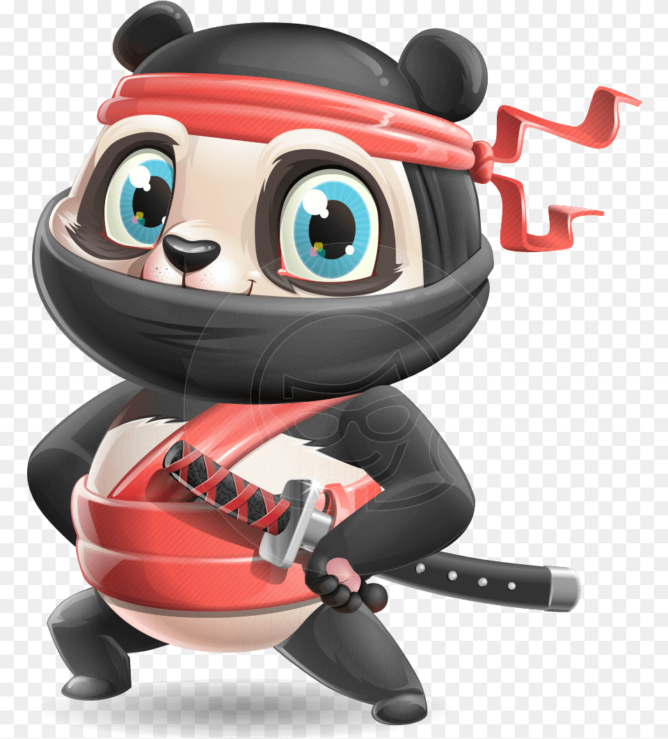 Ninja Panda Vector Cartoon Character Ninja Panda, Helmet Free Transparent Png