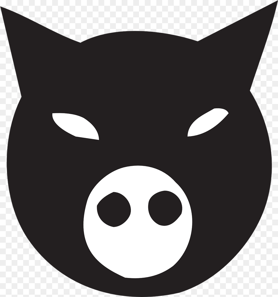 Ninja Pig Animal Animated Black And White Pigs, Snout, Stencil, Outdoors, Night Free Png Download