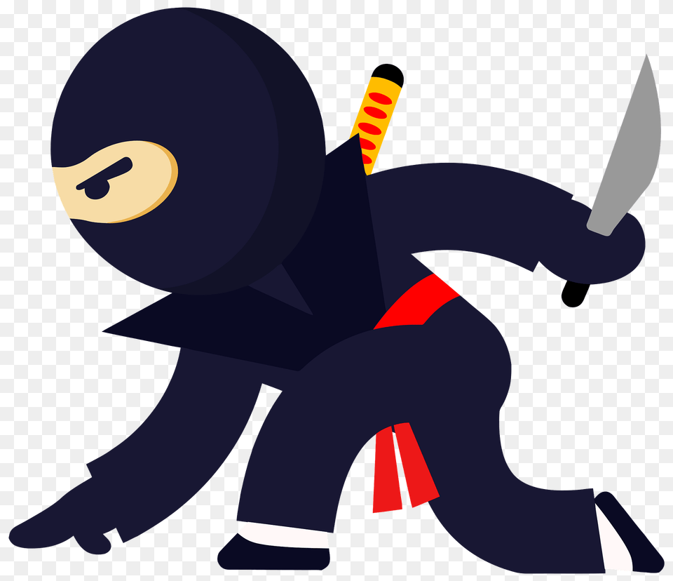 Ninja Position With A Knife Clipart, Person, Baby, Animal, Fish Free Png Download