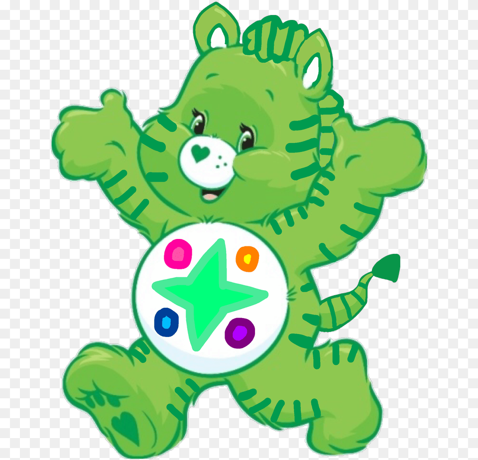 Ninja Star Zebra Care Bears Piece Of Heart Bear, Green, Plush, Toy, Animal Free Png Download