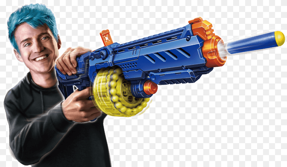 Ninja Streamer With Gun, Weapon, Toy, Person, Man Free Transparent Png